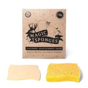 SpÃ¼l- & Allzweckschwamm "Magic Sponges - the sage" von vorne mit Verpackung abgebildet.