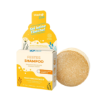 Festes Shampoo "Geschmeidigkeit" -Washo Care von vorne mit Verpackung.